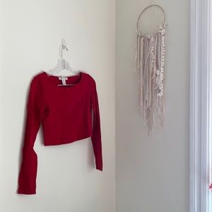 Bright Red Solid Crop